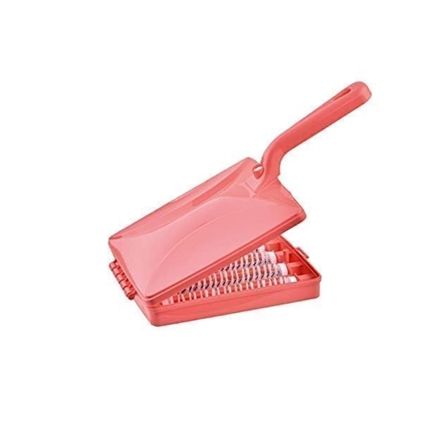 Ergonomic handheld cleaning brush being held, ready for use on household surfaces.