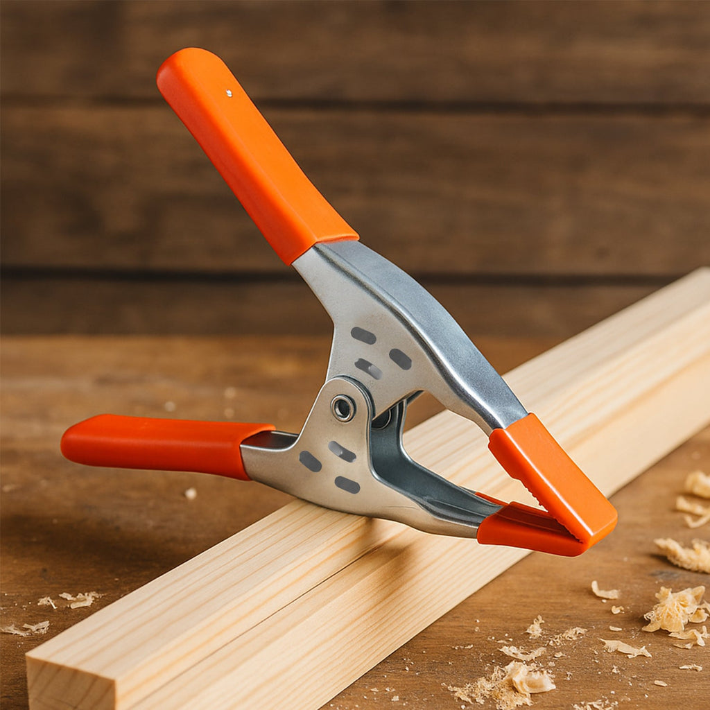 Robust 6-inch heavy duty spring clamp with a strong grip.