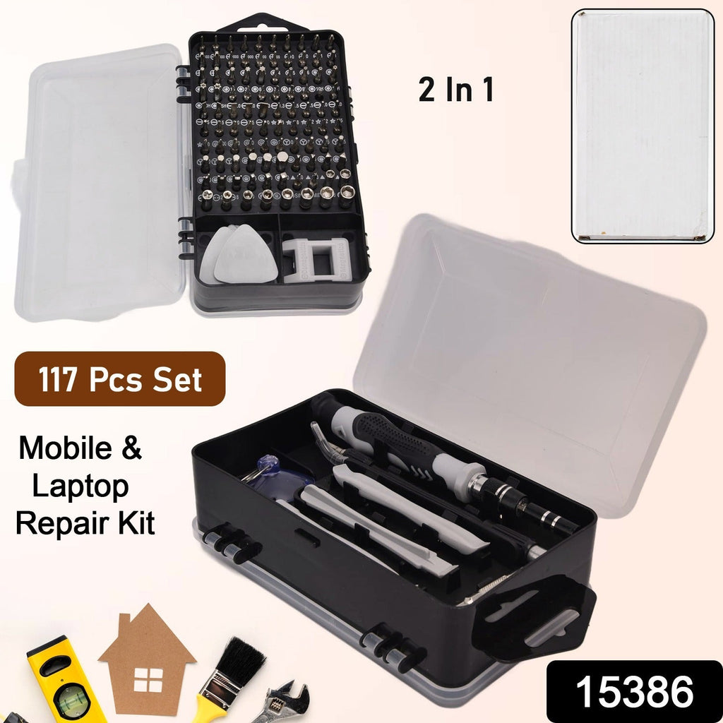 Screwdriver set with precision bits neatly arranged for electronics maintenance
