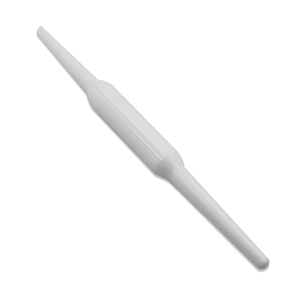 Close-up of the smooth surface of the plastic roti roller pin.