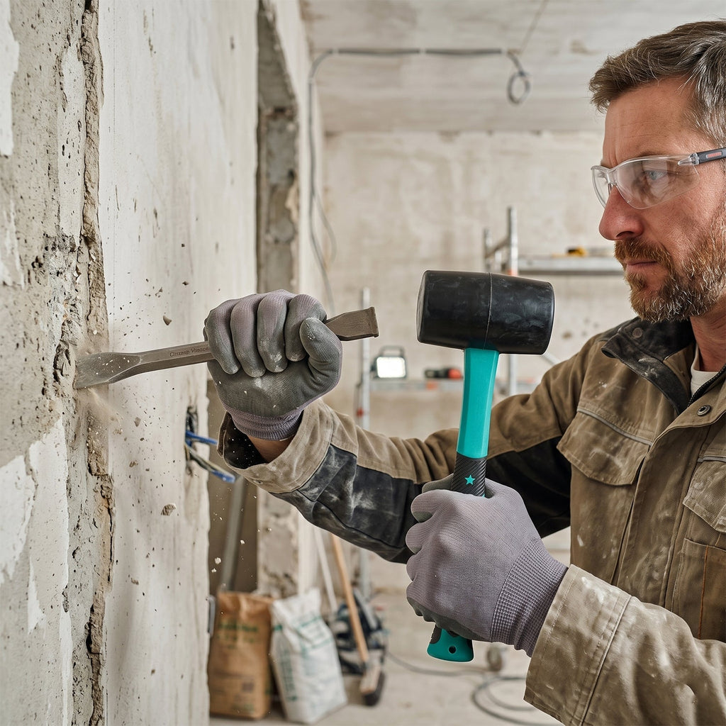 Heavy work use of sledge hammer in construction