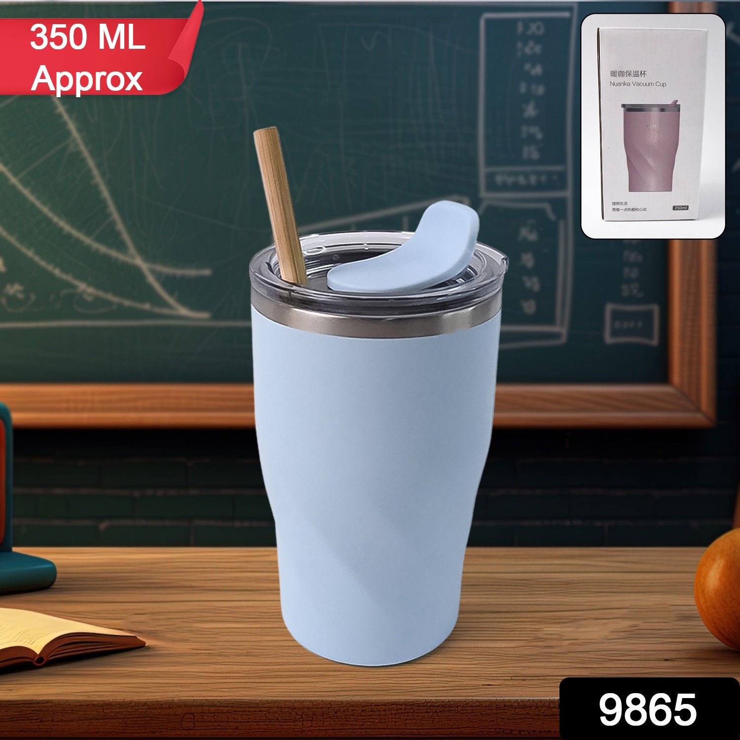 Vacuum insulated stainless steel coffee tumbler with leakproof lid for travel