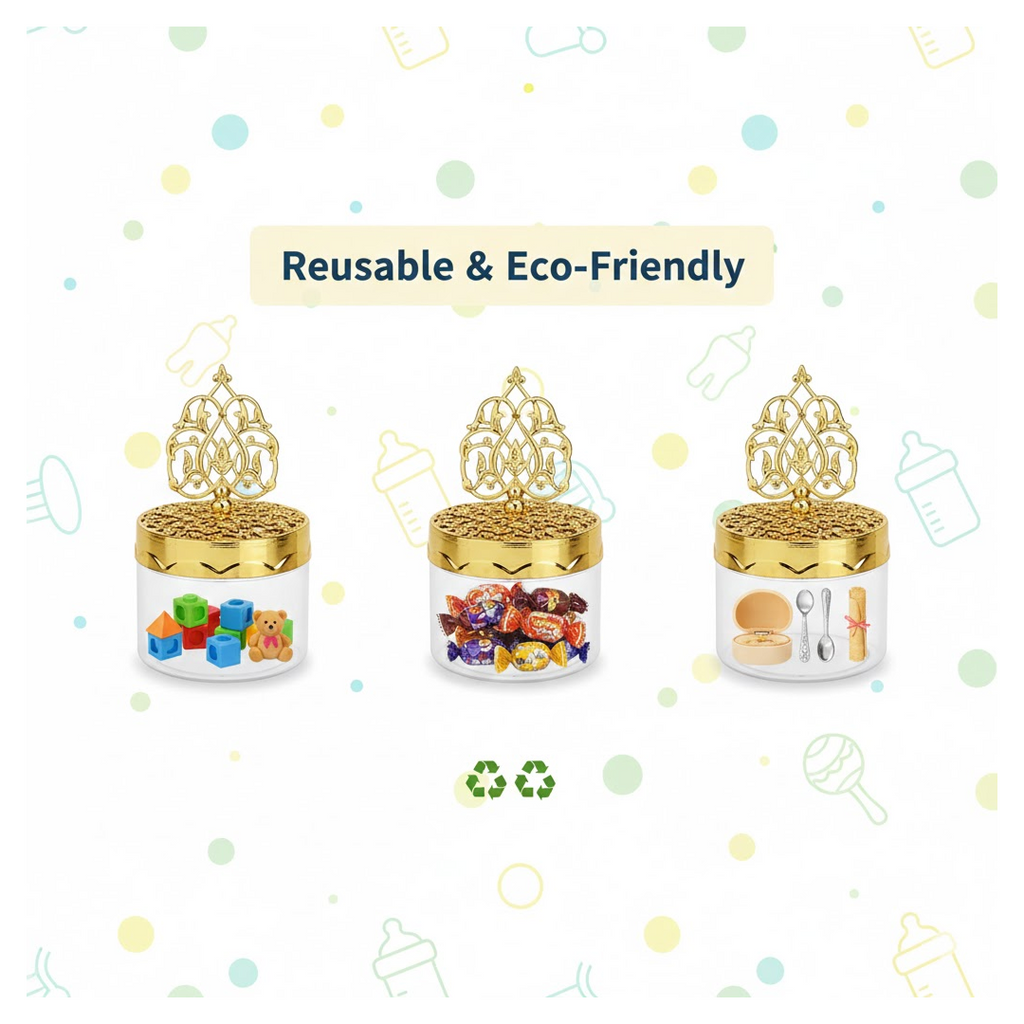 Compact baby shower candy box made of clear plastic