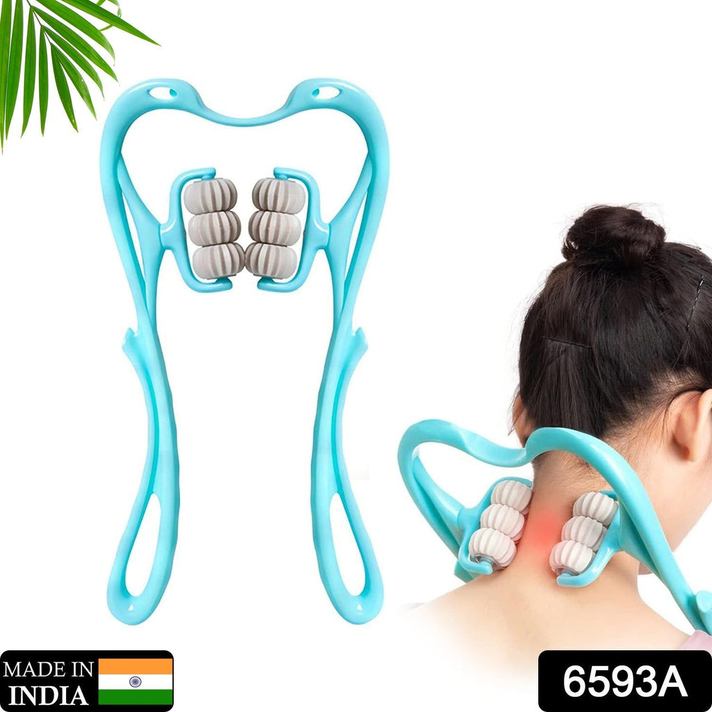 Person using the portable Neck & Shoulder Massager to relieve shoulder tension.