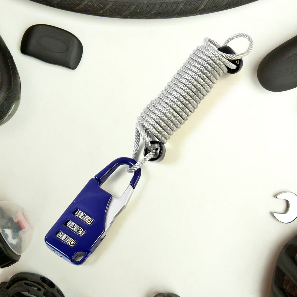 3-digit combination anti-theft padlock featuring built-in wire cable for security