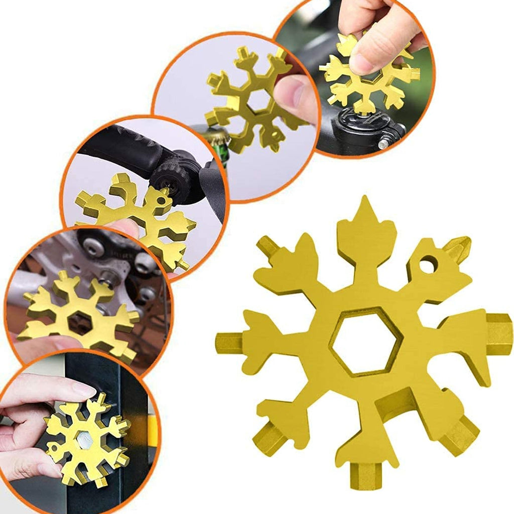 The BoltForce Snowflake Multi-Tool showcasing its compact, unique design.
