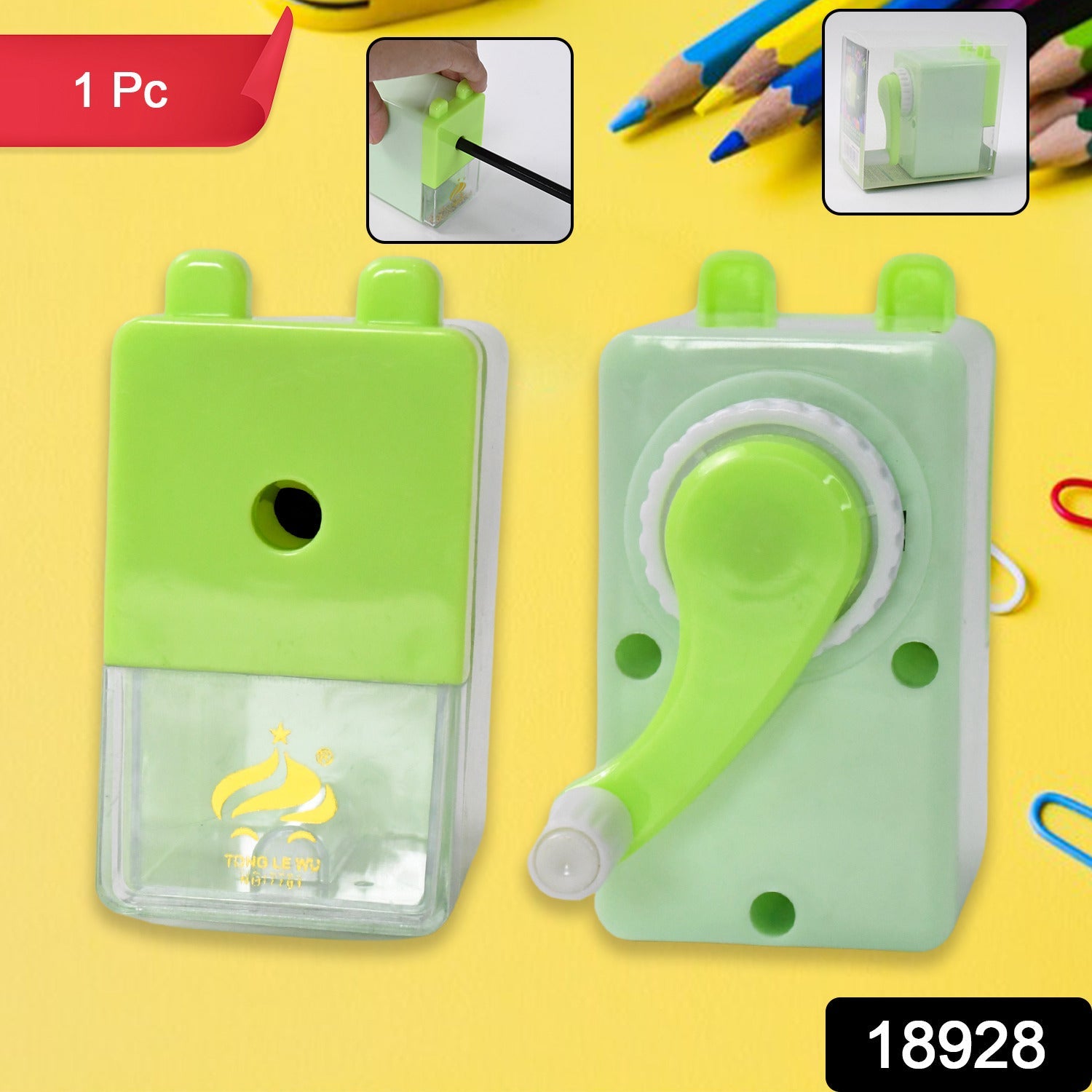 Manual pencil sharpener showing easy sharpify station feature