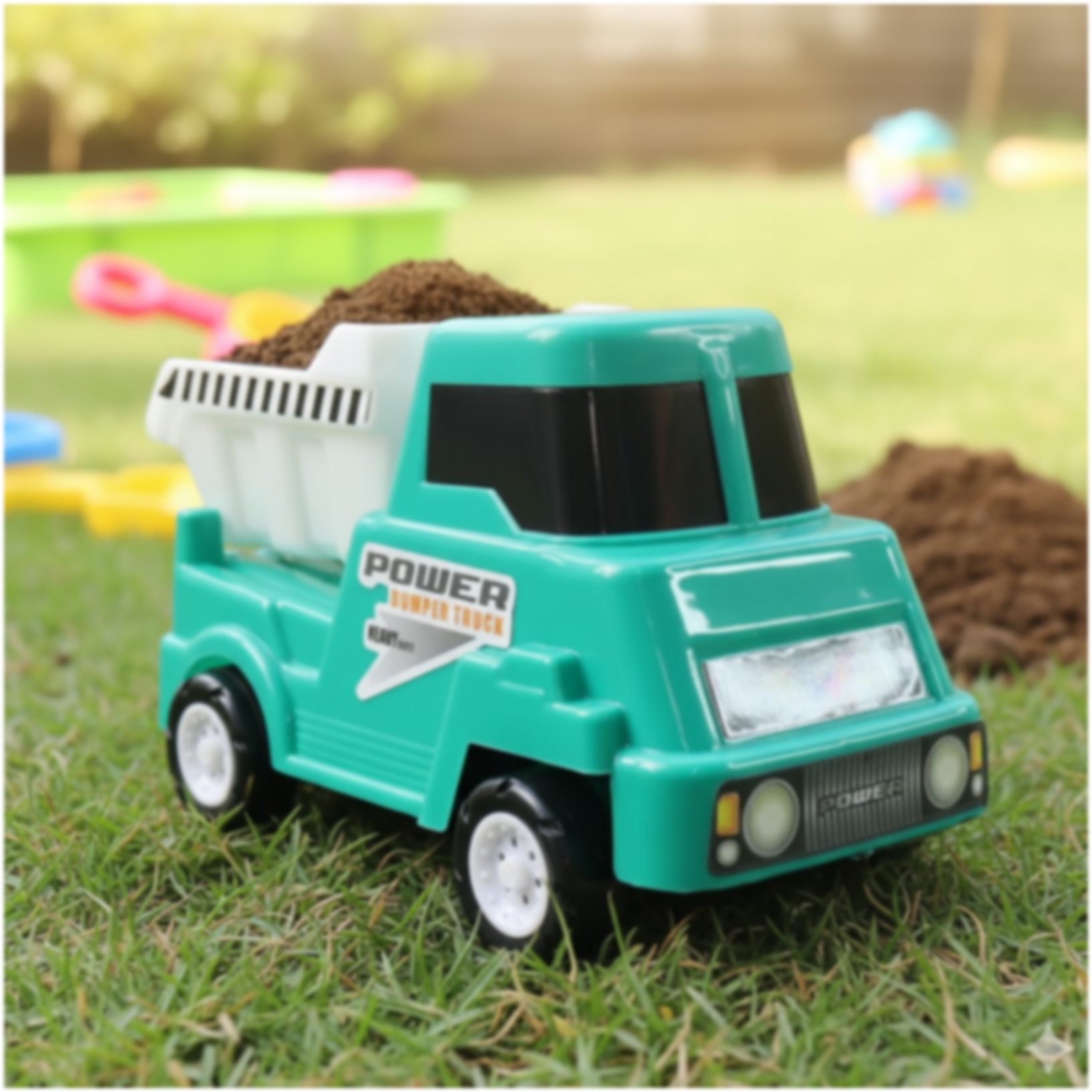 Heavy duty toy dump truck for children’s interactive play