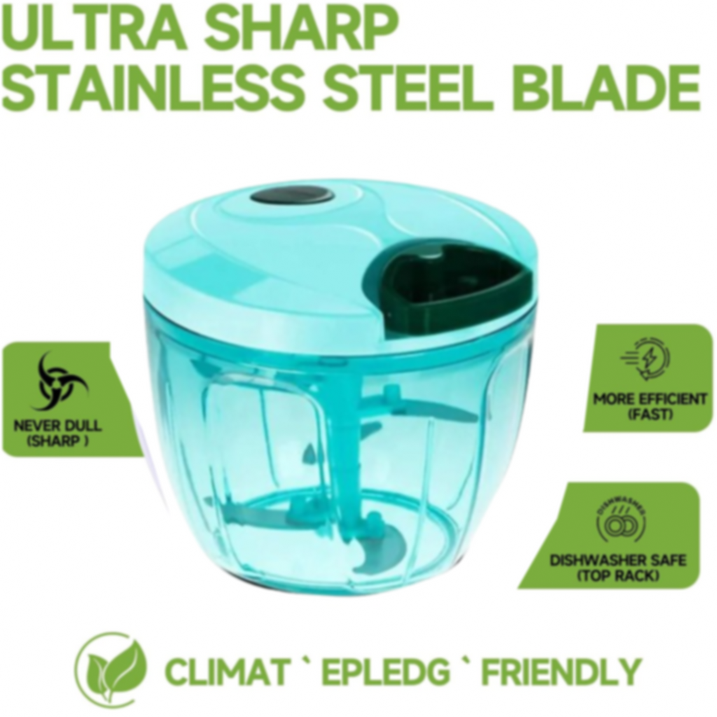 Ergonomic handle and anti-slip base ensuring safe and comfortable use of the chopper.