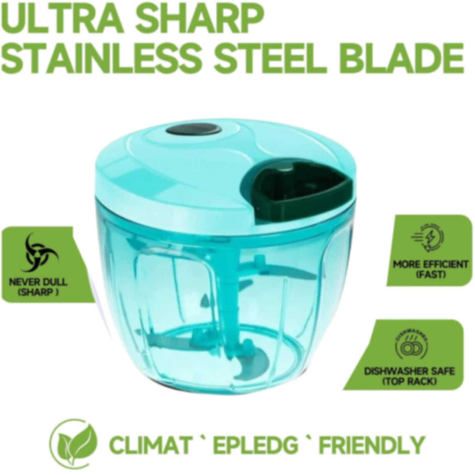 Ergonomic handle and anti-slip base ensuring safe and comfortable use of the chopper.