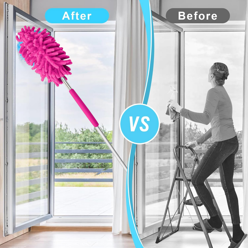 Stainless steel extendable pole of the microfiber duster