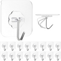 Transparent heavy duty adhesive wall hooks 10 piece set with flower design