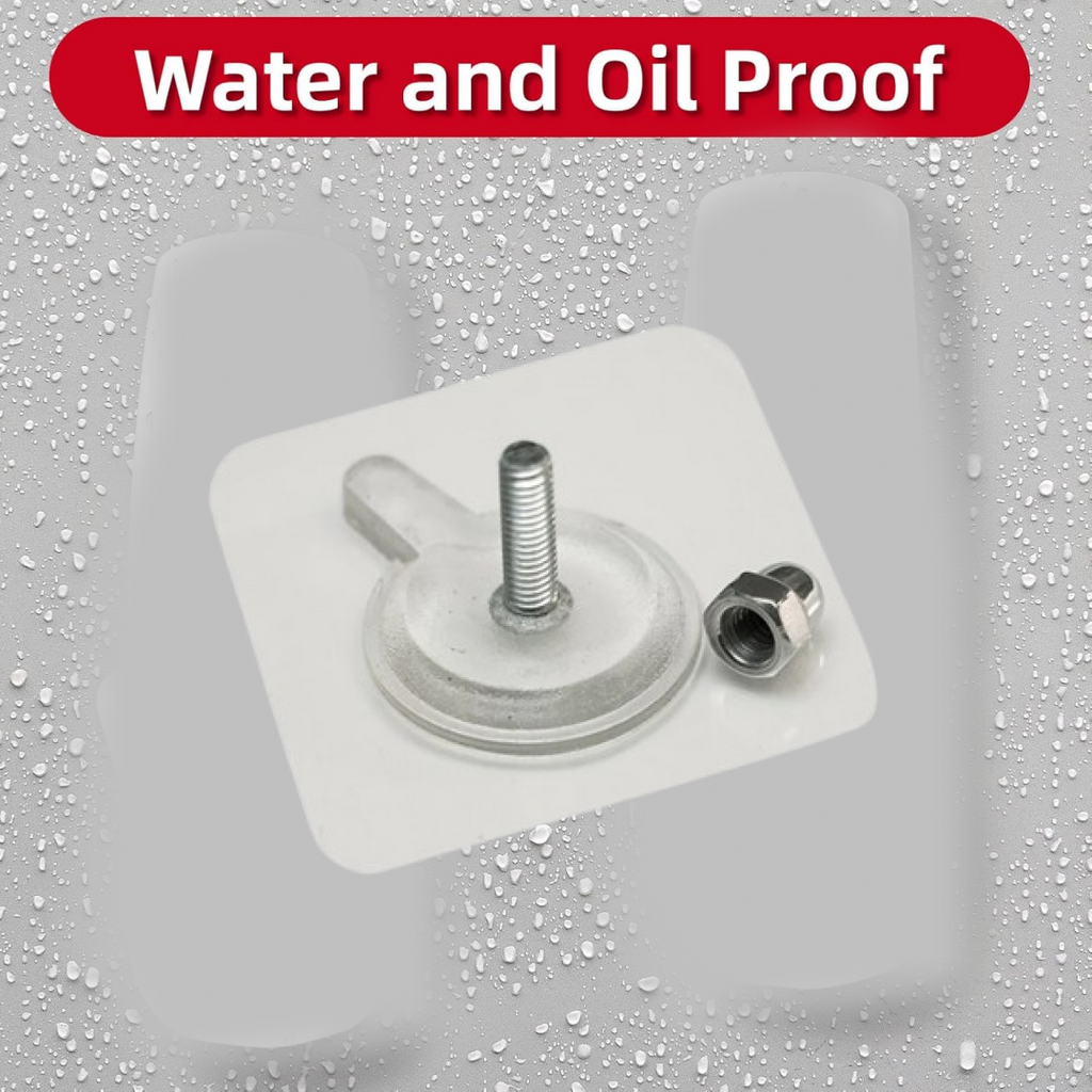 Pack of four no-drill adhesive wall screw hooks, ideal for home and office organization.