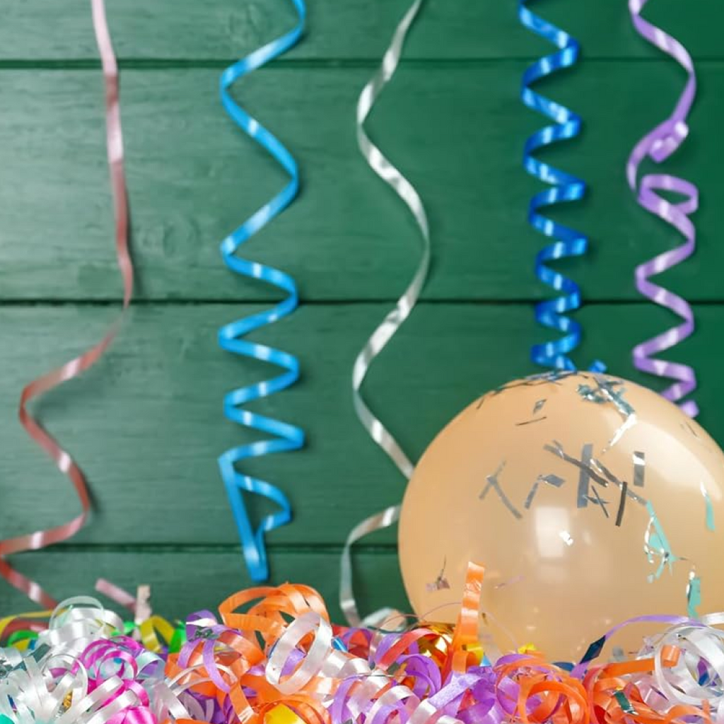 Vibrant silver ribbon for party and wedding balloon decoration.