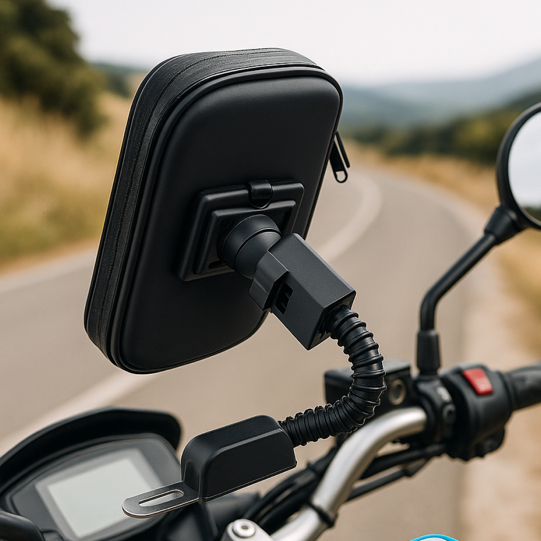 Rear view of the durable weather resistant phone mount showing the sturdy attachment mechanism.