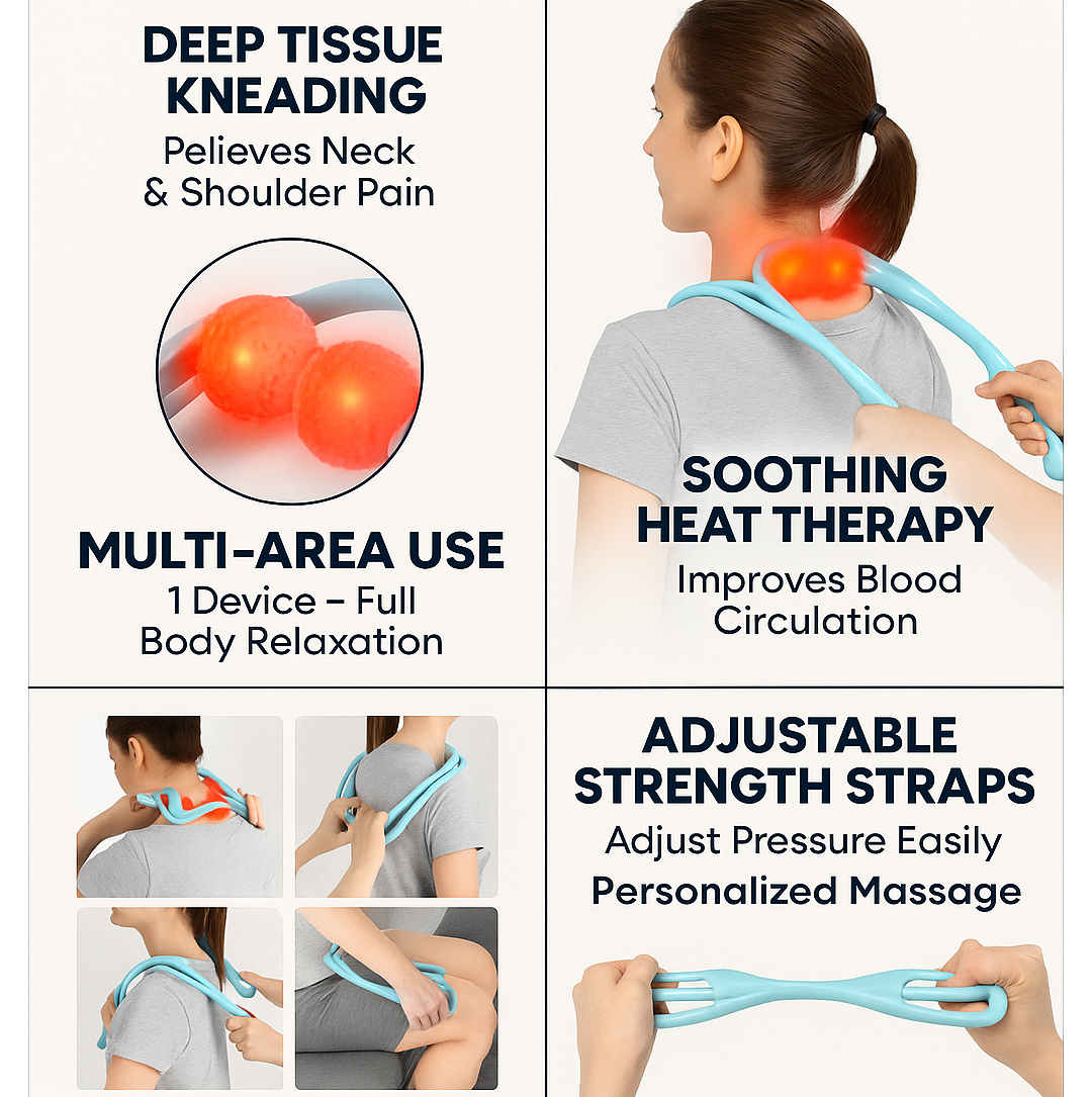 Close-up of the ergonomic design and easy-to-use controls of the massager for deep relaxation.