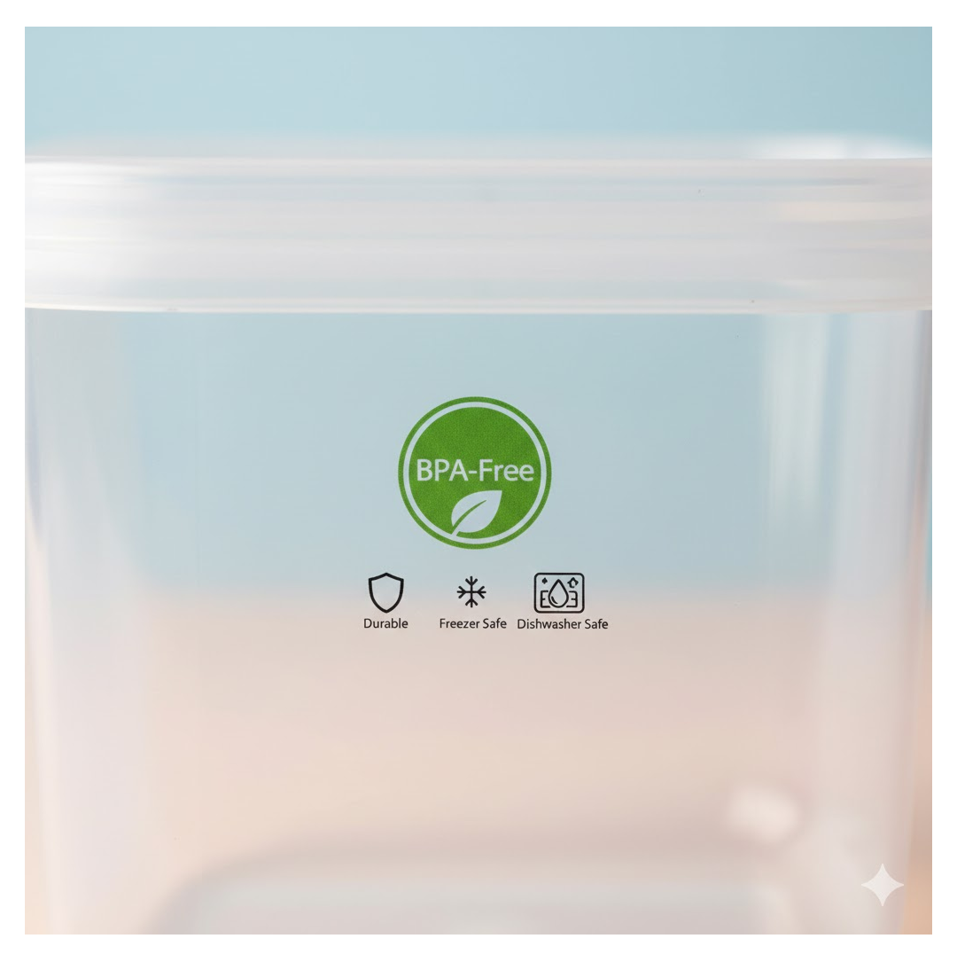 Neatly arranged set of three multicolor airtight food containers.