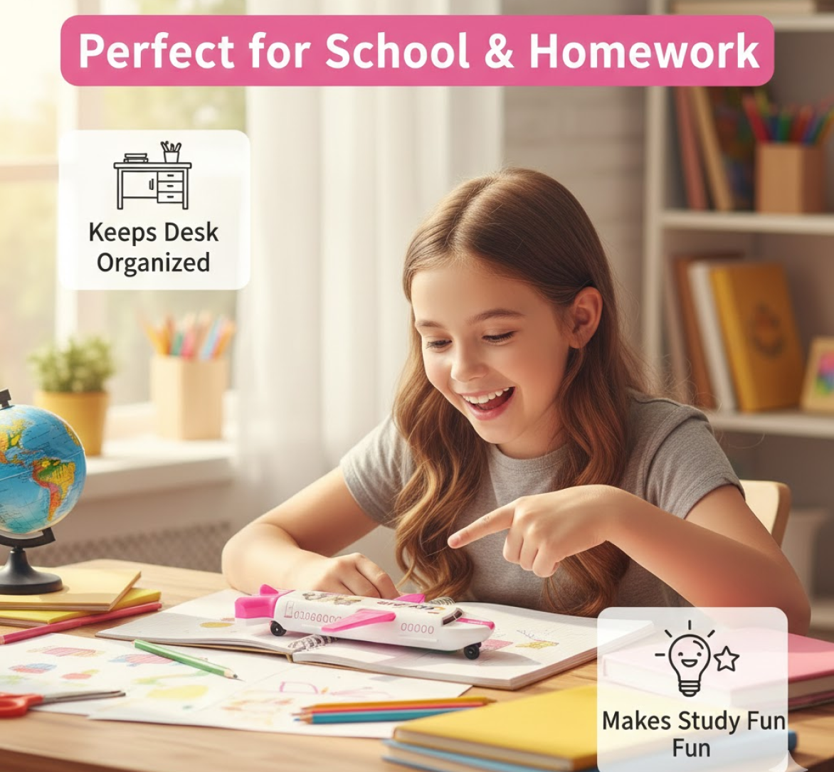 Side angle of the multi-functional airplane pencil box.