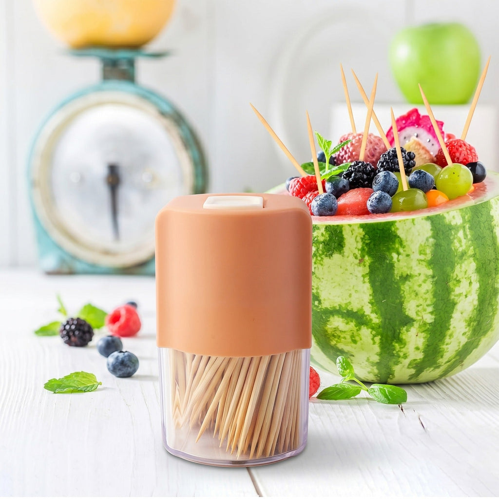 Kitchen use of automatic toothpick dispenser with dust protection