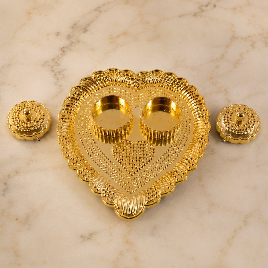 Design view of heart-shaped kumkum holder
