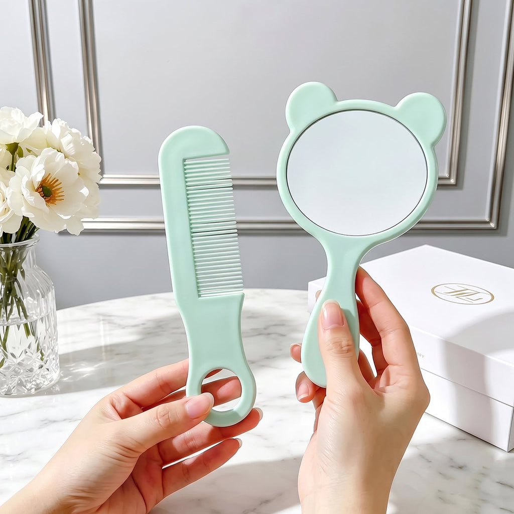Using the comb mirror grooming set for styling