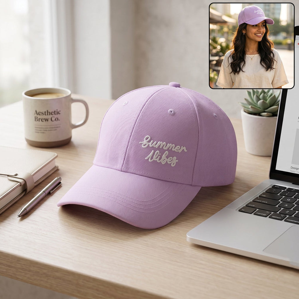 Summer vibes embroidered baseball cap showcasing trendy design