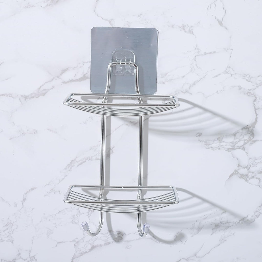 Adhesive hook holding rack illustration