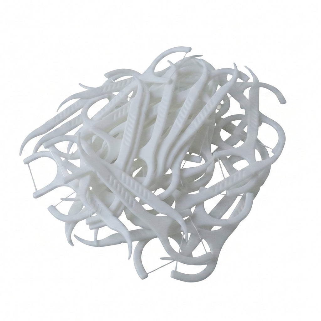 White 2-in-1 floss & toothpick sticks for daily oral hygiene
