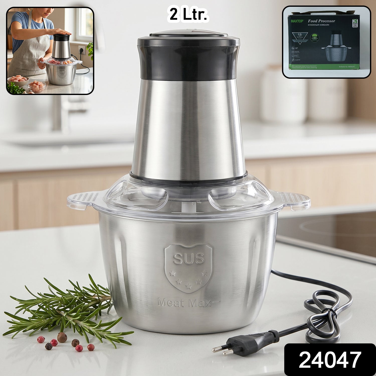 Stainless steel food processor appliance for quick meal prep