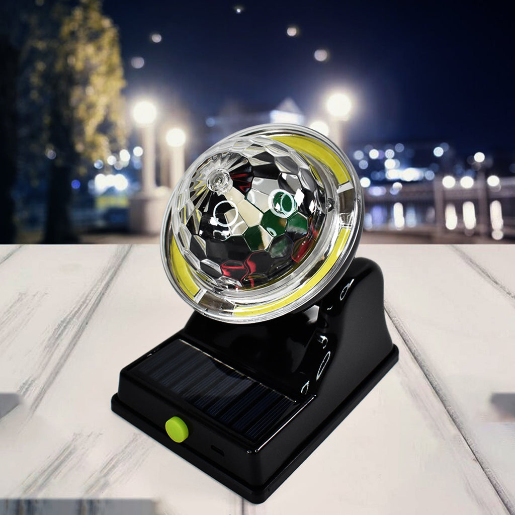 USB charge option for the solar multifunction party disco light