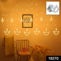 Diya Curtain String Lights with 12 LED diyas draped elegantly for Diwali decoration.