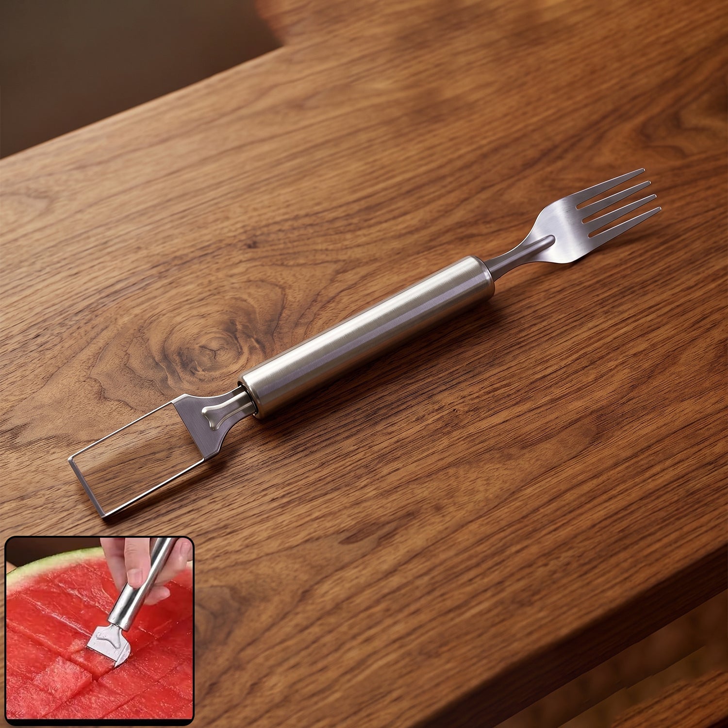 Using watermelon slicer to cut fruit
