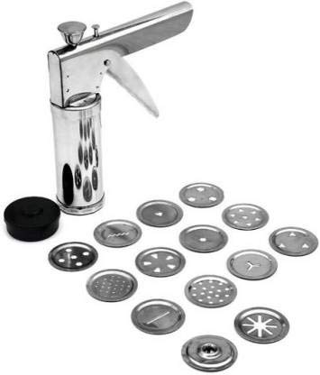 Complete stainless steel kitchen press set, ready for making sev, chakli, and more.