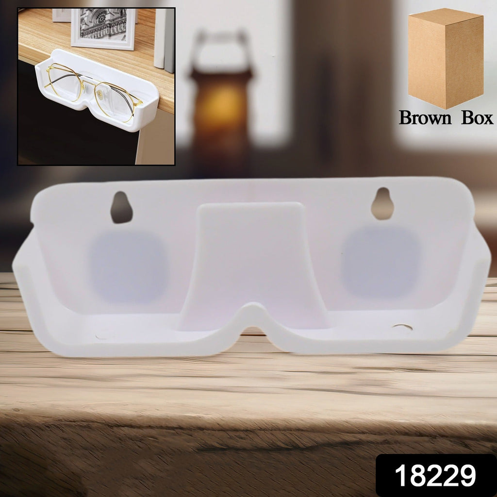 Space-saving eyewear organizer rack mounted on a clean wall surface.