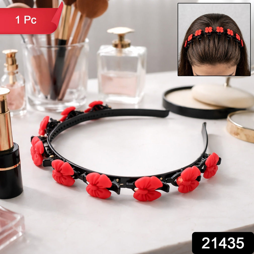 Decorative floral headband with clips for women and girls