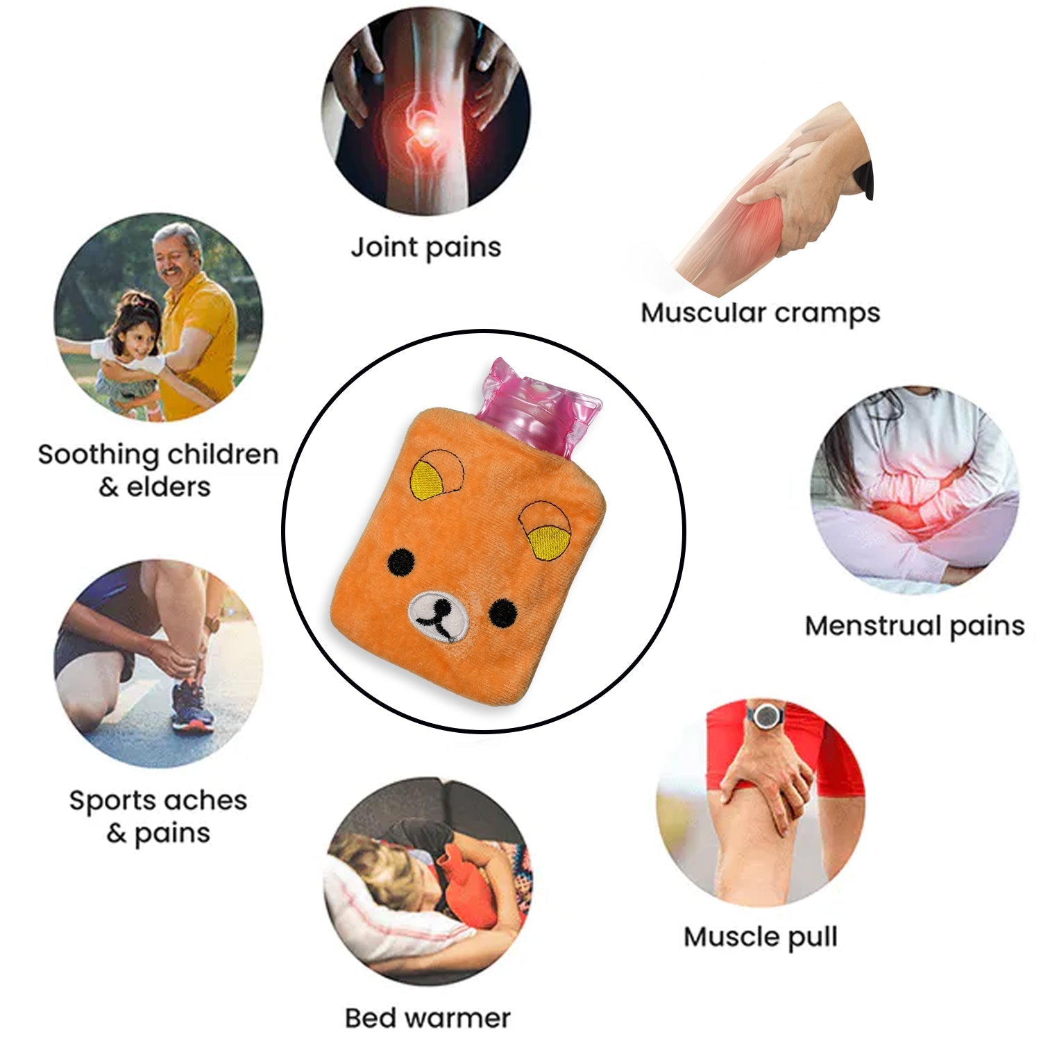 Panda print hot water bottle with soft cover
