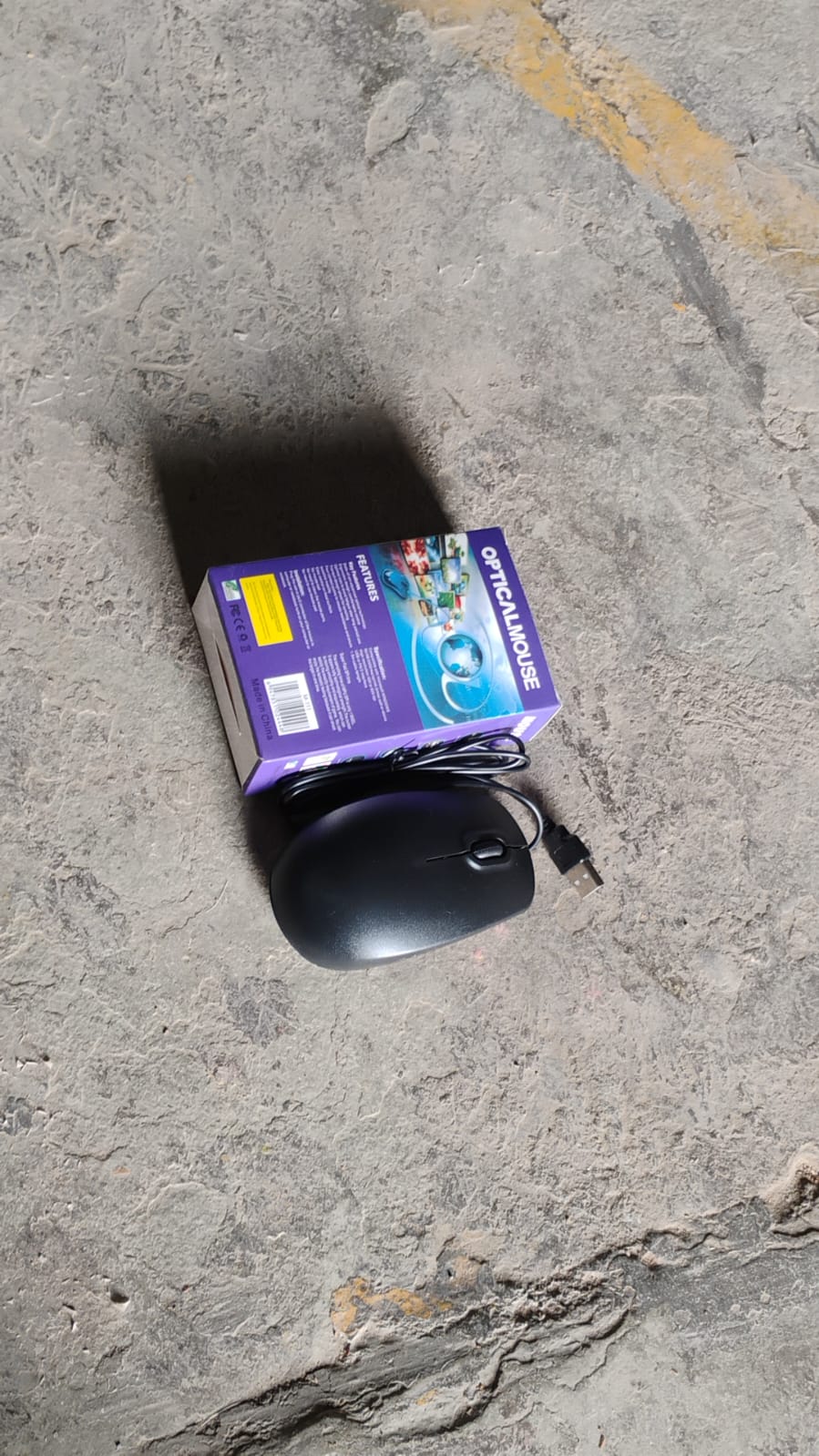 Compshop M-111 Wired Optical Mouse, packaged for protection and easy setup.