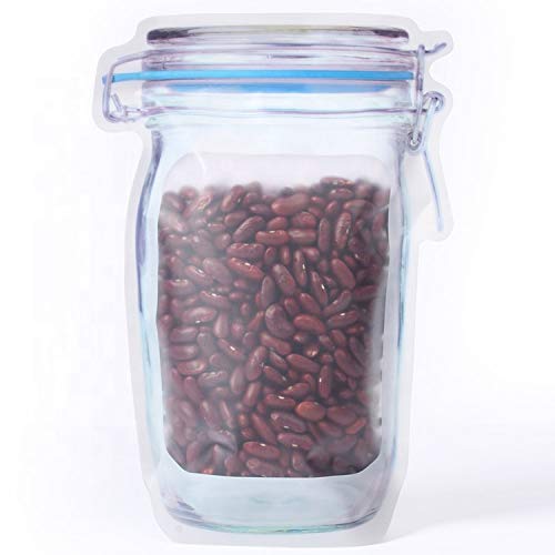 Airtight plastic food storage pouch with a secure zipper, great for travel snacks.