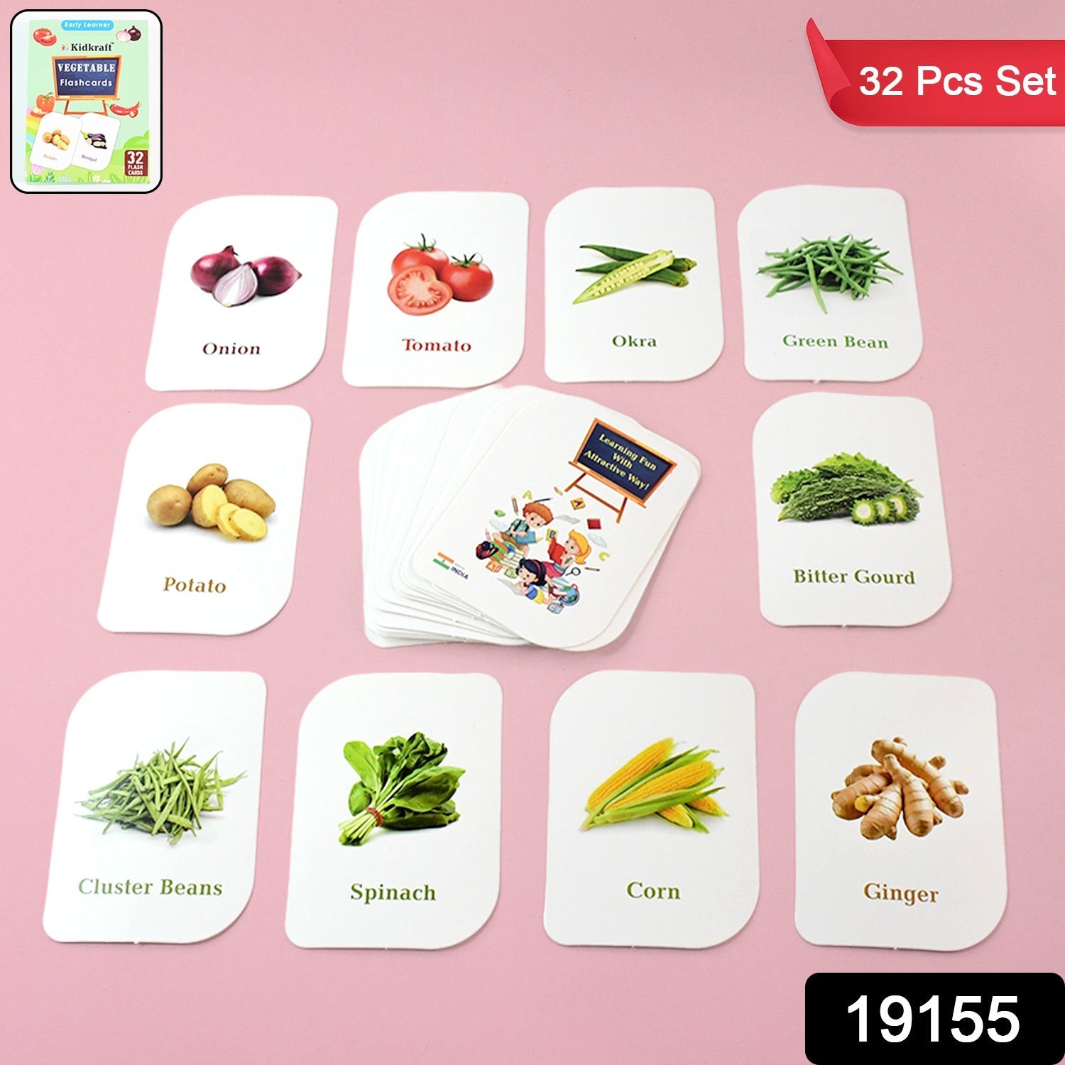 Little Learners vegetable flash card set featuring bright, educational photos for toddlers