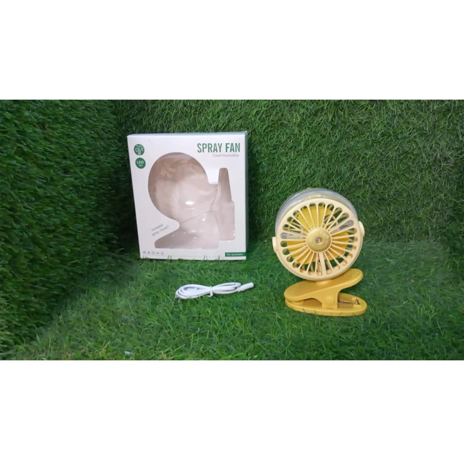 A versatile portable cooling fan clipped to a baby stroller, offering comfort for outdoor activities.
