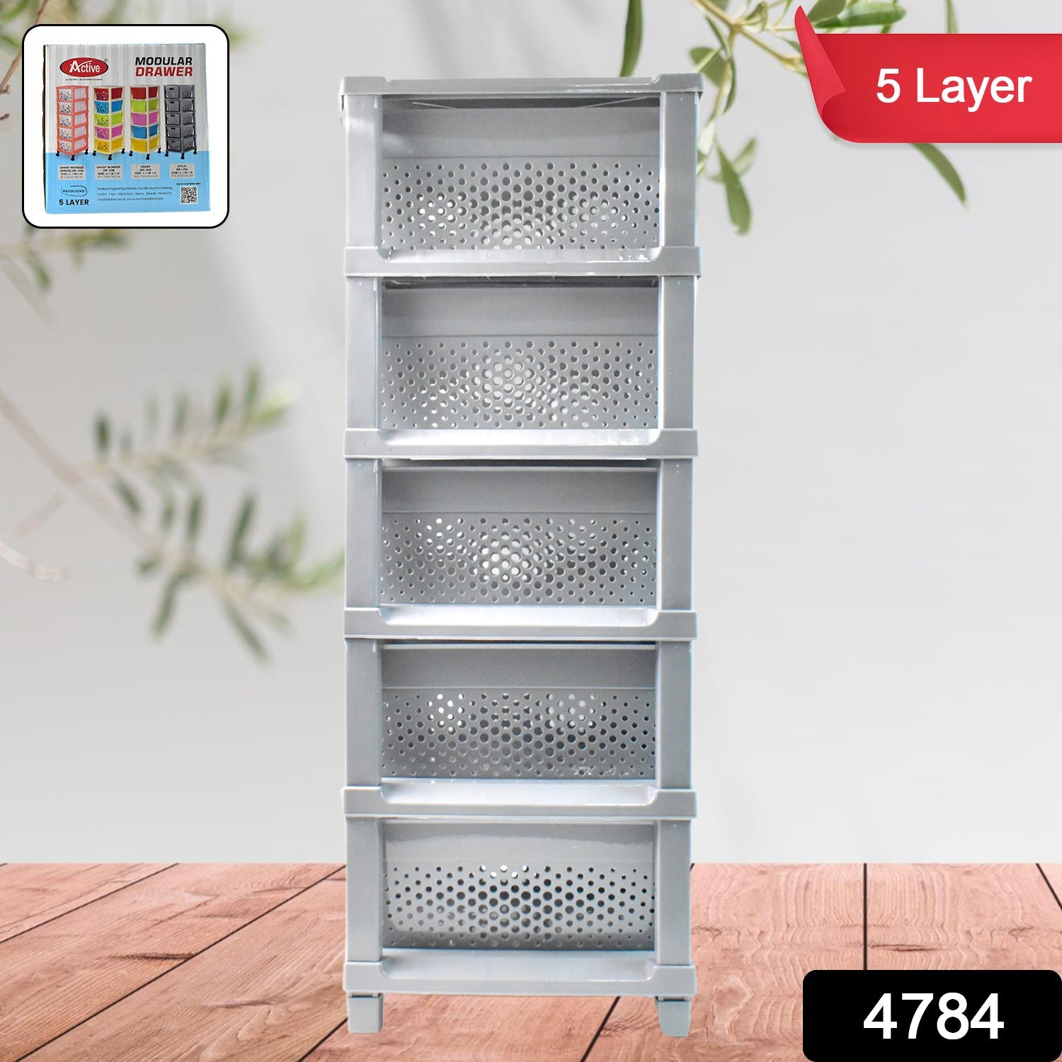 Close-up of the Organivo 5-layer modular drawer system, highlighting the model number.