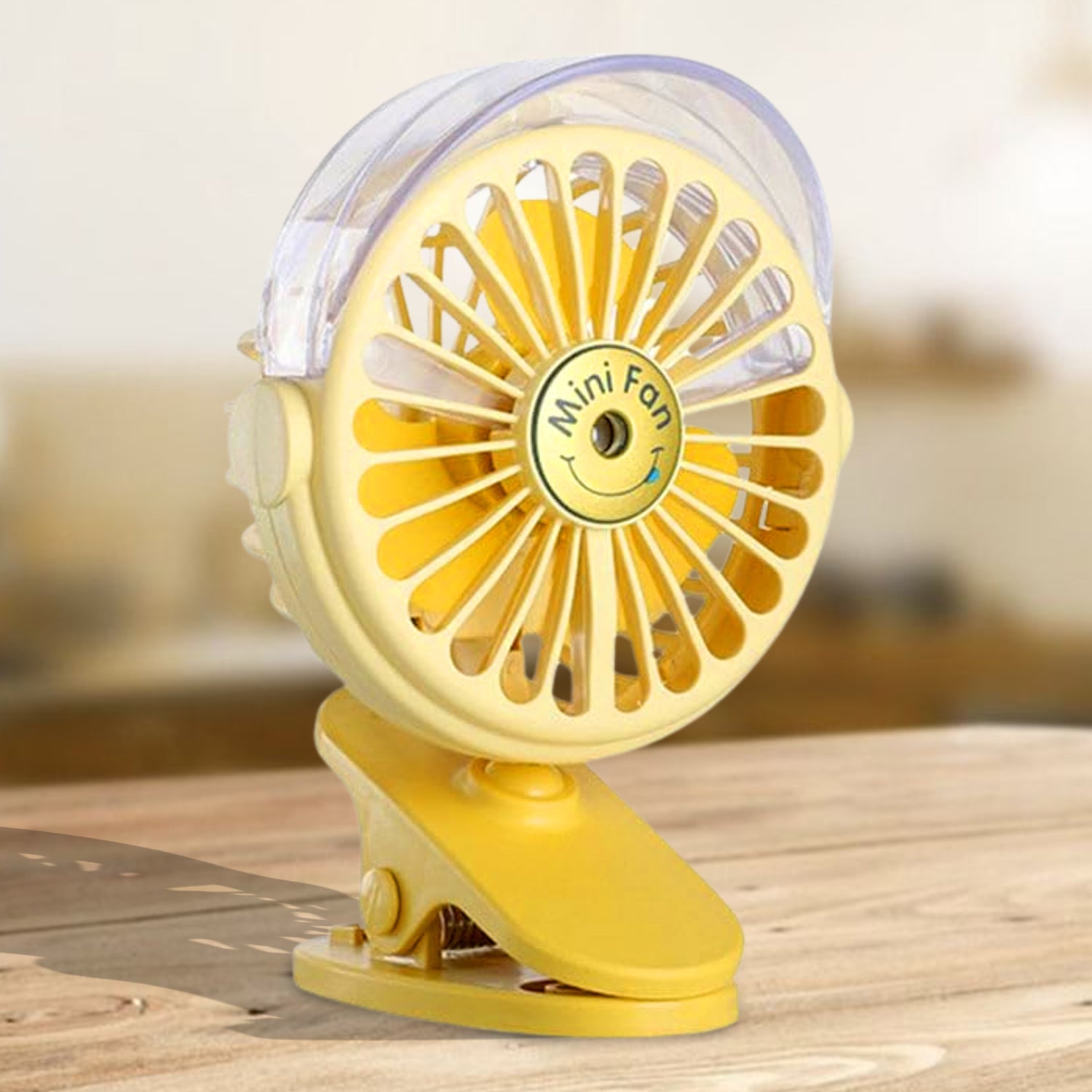 A compact grey Clip Desk Fan with a strong clip for versatile desktop or portable use.