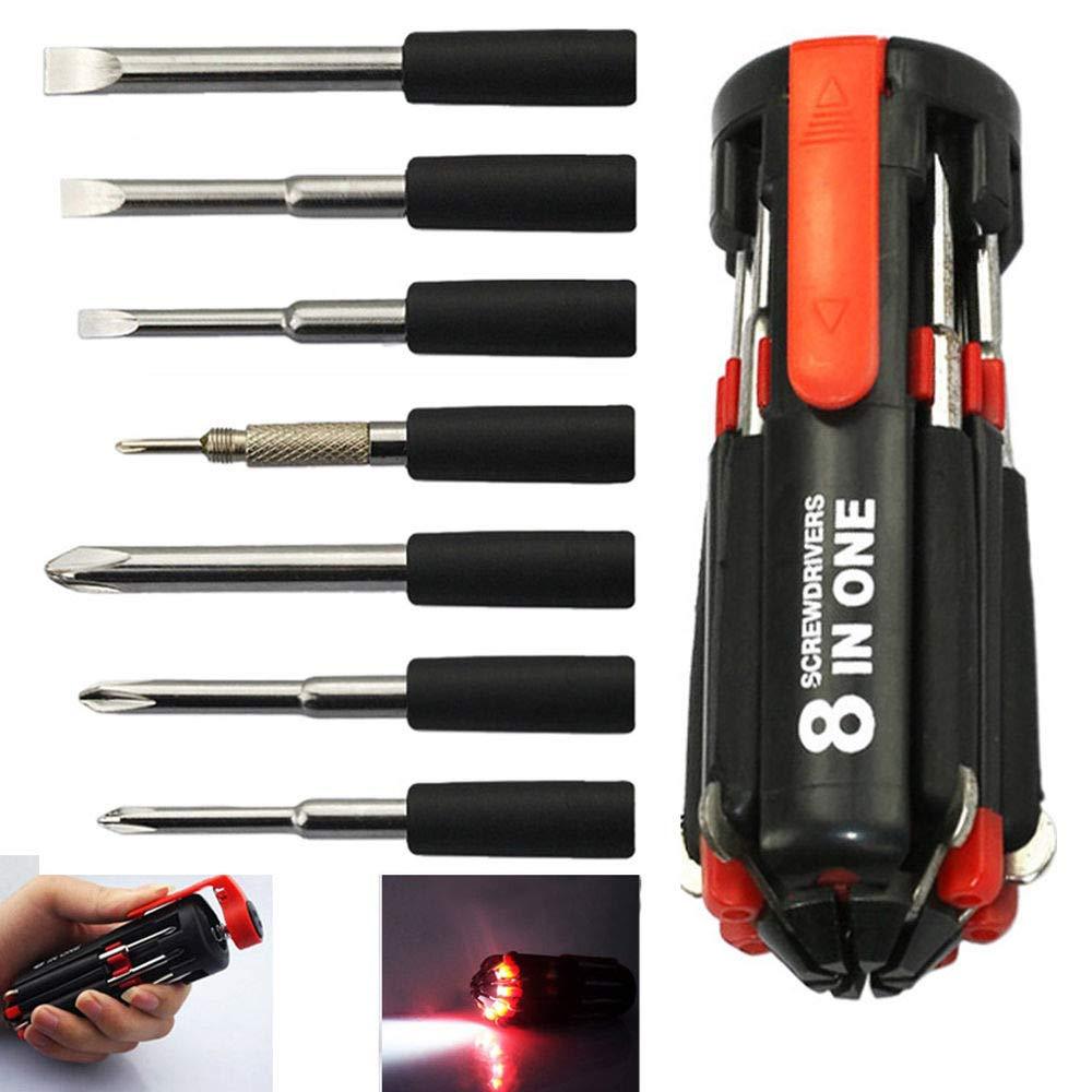 Detailed view of the LED torch integrated into the BoltForce screwdriver kit handle.