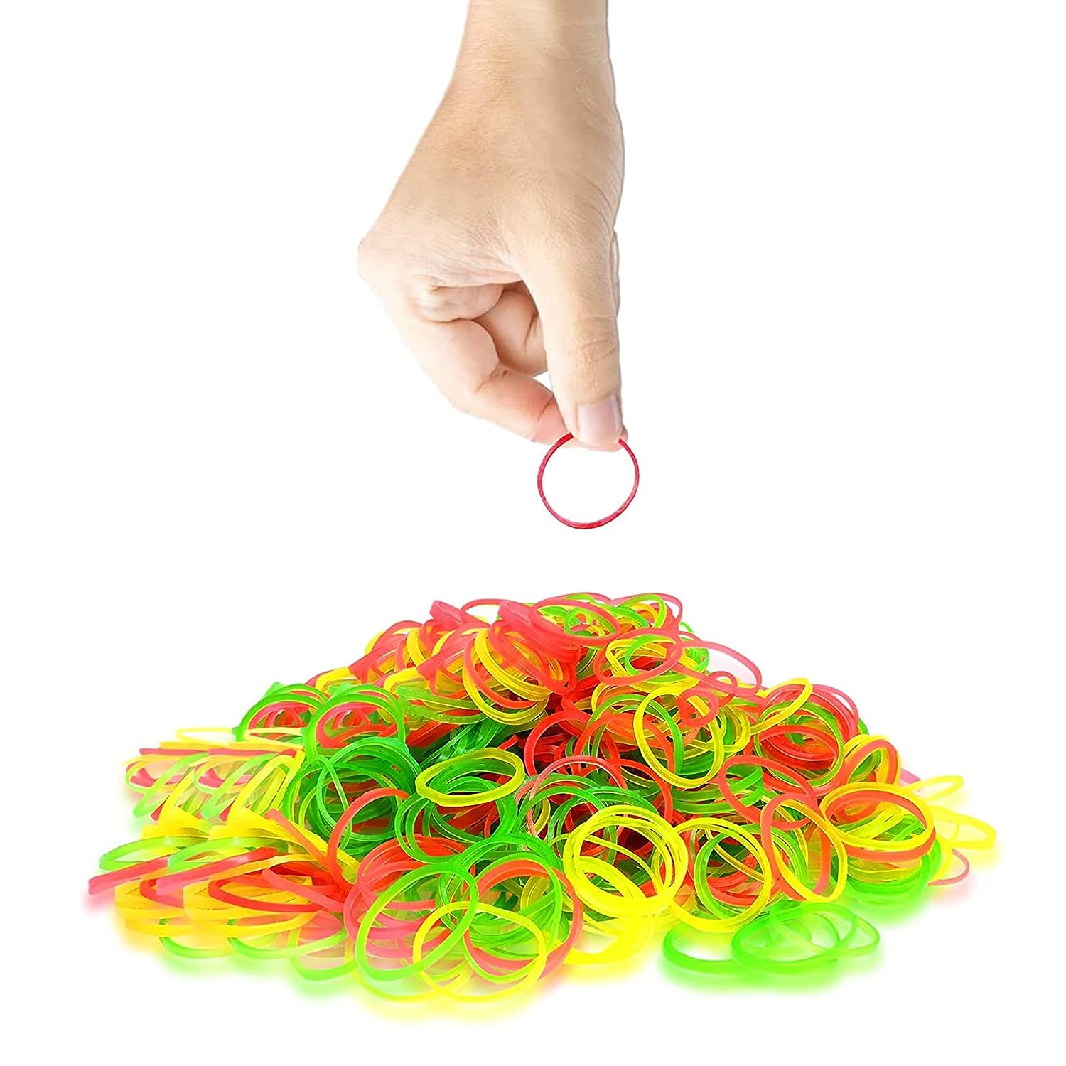 Assorted multicolor rubber bands bundled together, perfect for office and home use.