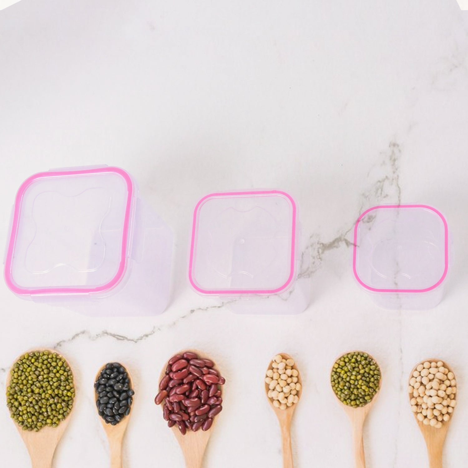 Neat and stackable kitchen food storage containers with airtight lids