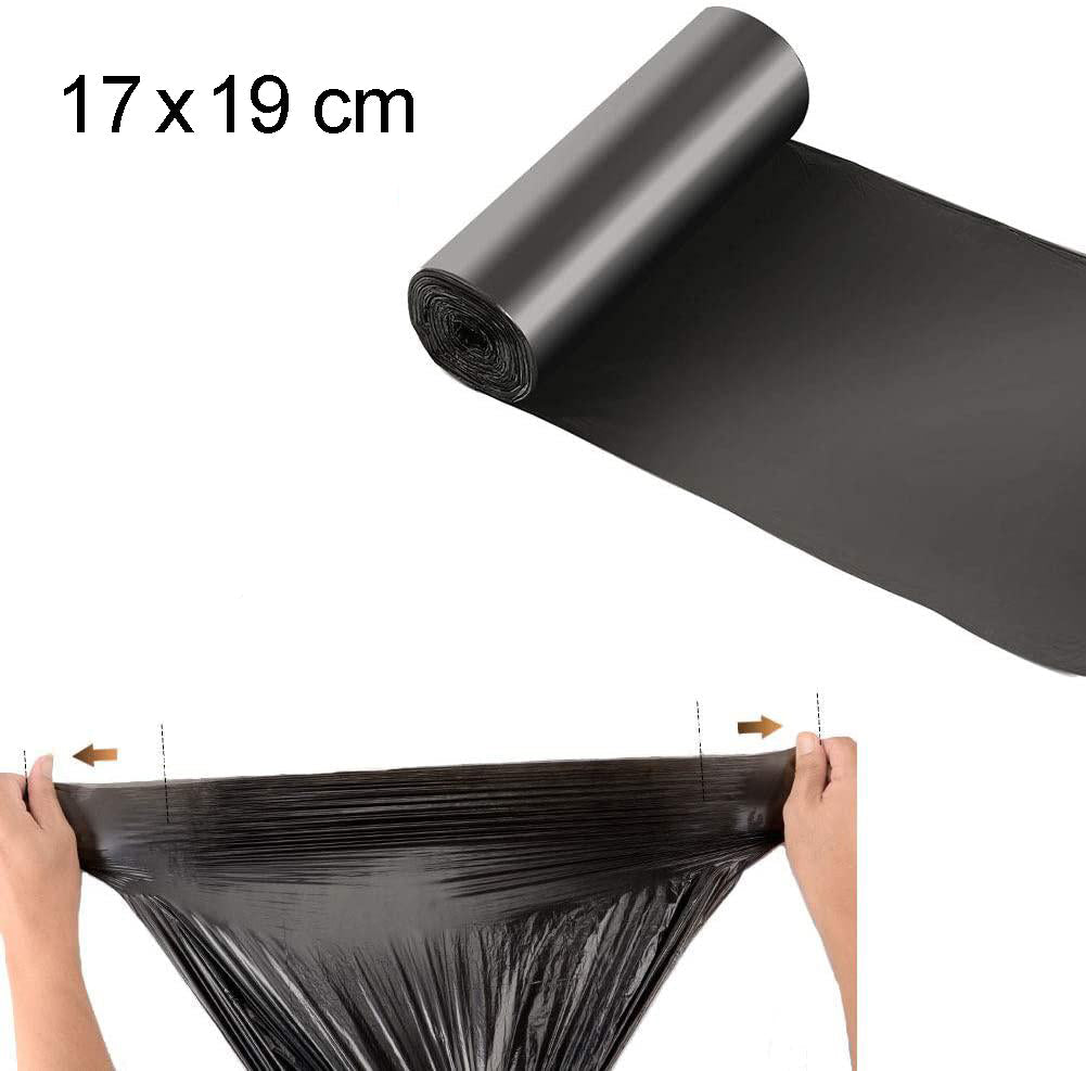 Durable black garbage bag, 17x19 inches, ensuring efficient waste management.