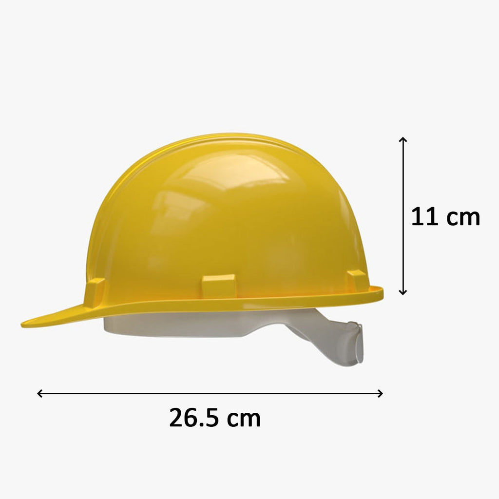 High-visibility yellow hard hat with nape-type adjustment system.