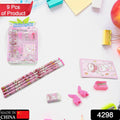 Complete 9-piece kids' stationery kit with wooden pencils and diary.