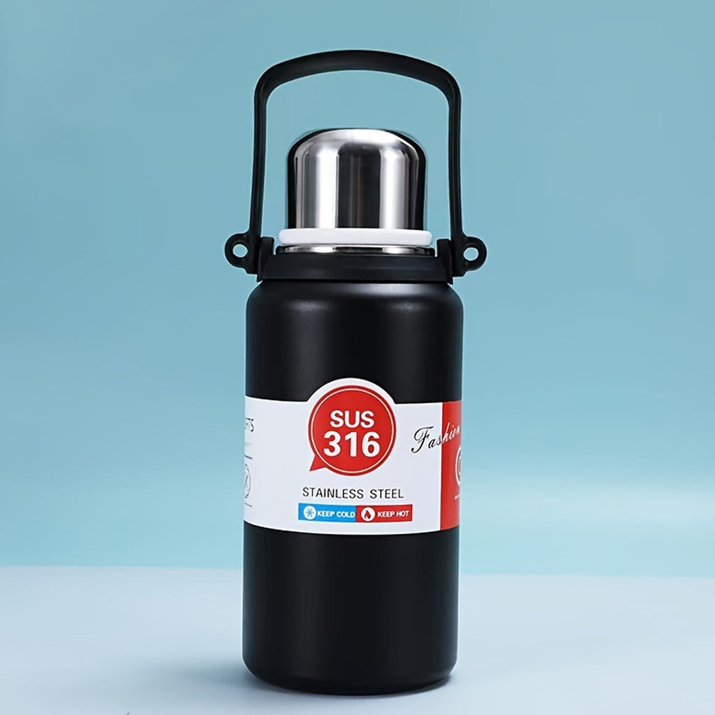 Large capacity black thermos bottle ideal for gym and outdoor use