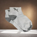 A single pair of colourful printed socks for women, laid flat on a white surface.